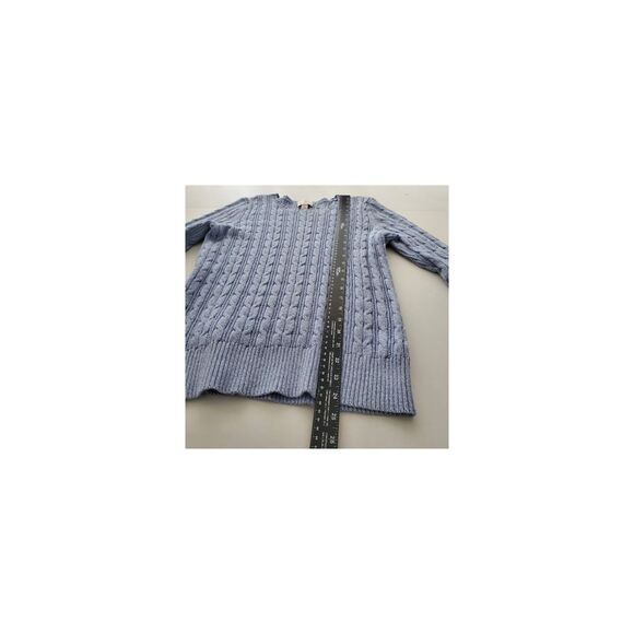 Classic Blue Cable Knit Sweater St Johns Bay Cotton Blend Sz L Coastal Grandma - Picture 4 of 7